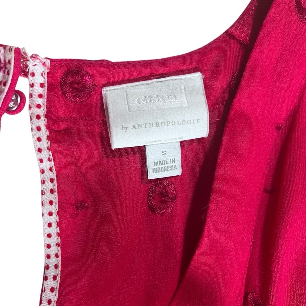 Anthropologie Greenbrier Embroidered Summer Romper Magenta Hot Pink Small *Flaw* - Picture 7 of 13